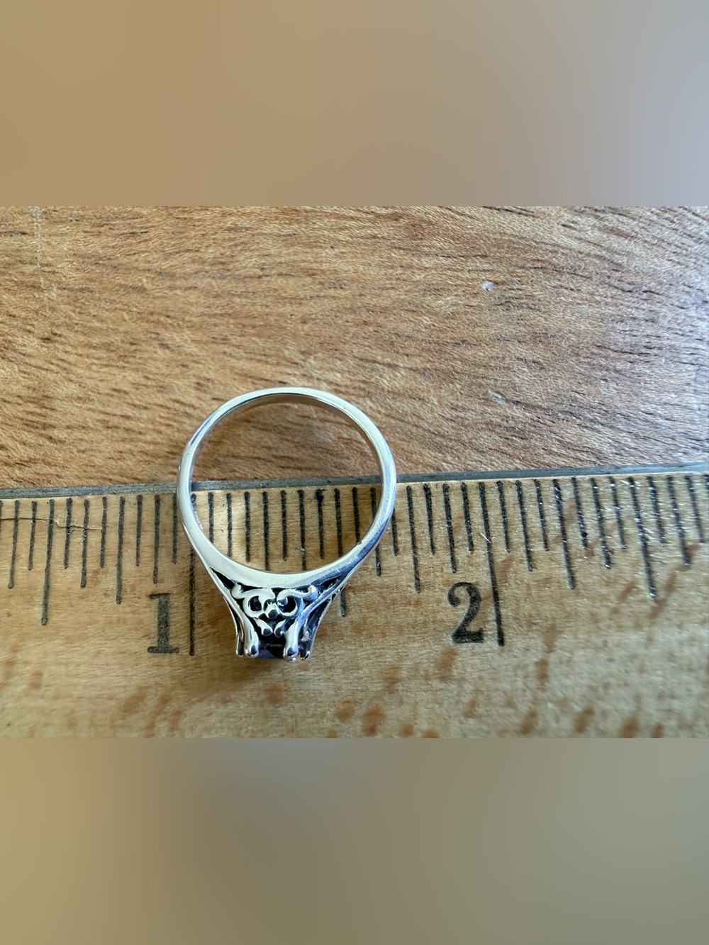Kabana 925 Silver Art Deco Filigree Solitaire Ring Size 6 - Picture 8 of 11